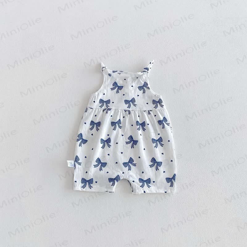 Baby Breathable Soft Cotton Blend Tie Strap Summer Romper - image 20