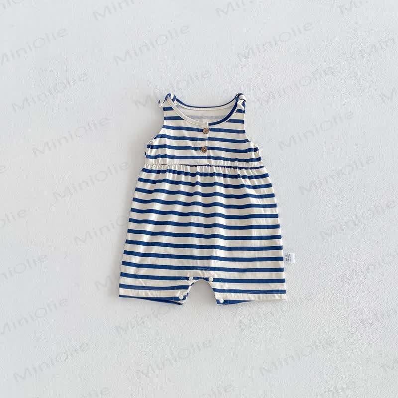 Baby Breathable Soft Cotton Blend Tie Strap Summer Romper - image 21