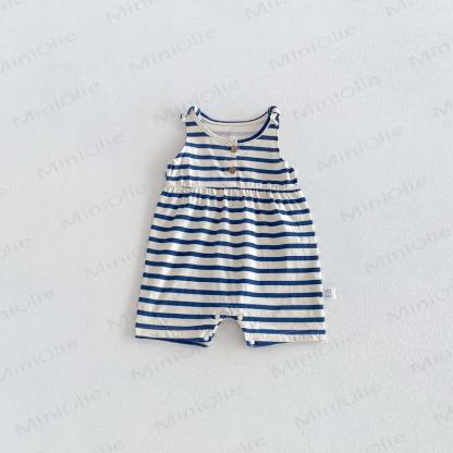 Baby Breathable Soft Cotton Blend Tie Strap Summer Romper - image 21