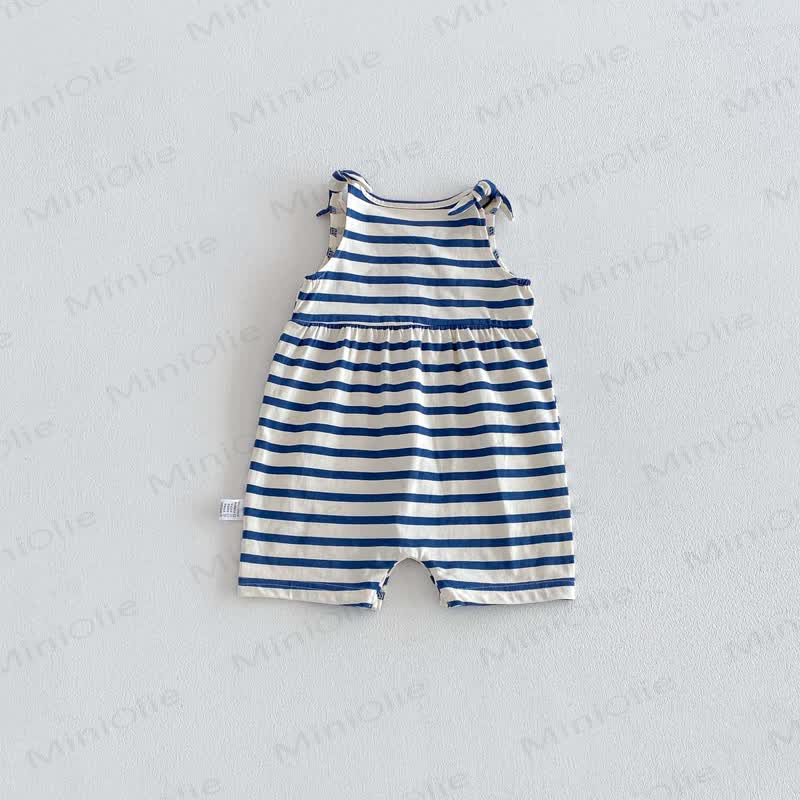 Baby Breathable Soft Cotton Blend Tie Strap Summer Romper - image 22