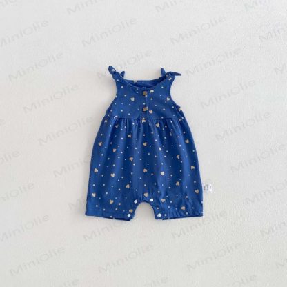 Baby Breathable Soft Cotton Blend Tie Strap Summer Romper - image 23