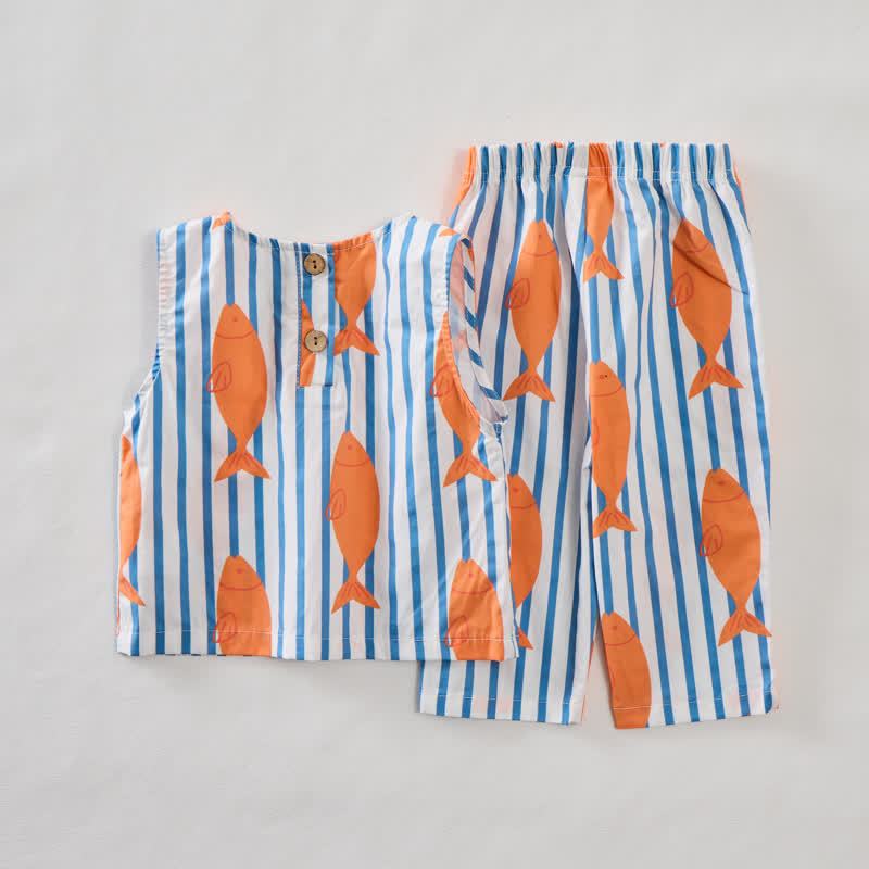 Baby Toddler Fish Striped Sleeveless 2-piece Set - image 2