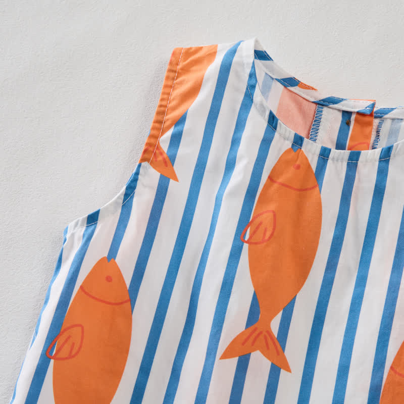 Baby Toddler Fish Striped Sleeveless 2-piece Set - image 4