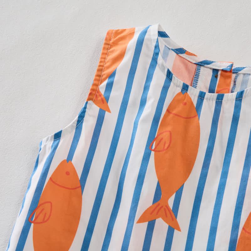 Baby Toddler Fish Striped Sleeveless 2-piece Set - image 4