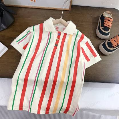 Toddler Girls Stripe Dress - Beige - 8-9T - image 1