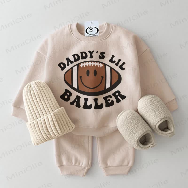 DADDY'S LIL BALLER Baby Sweatshirt 2-piece Set - Beige - 2-3T - image 1
