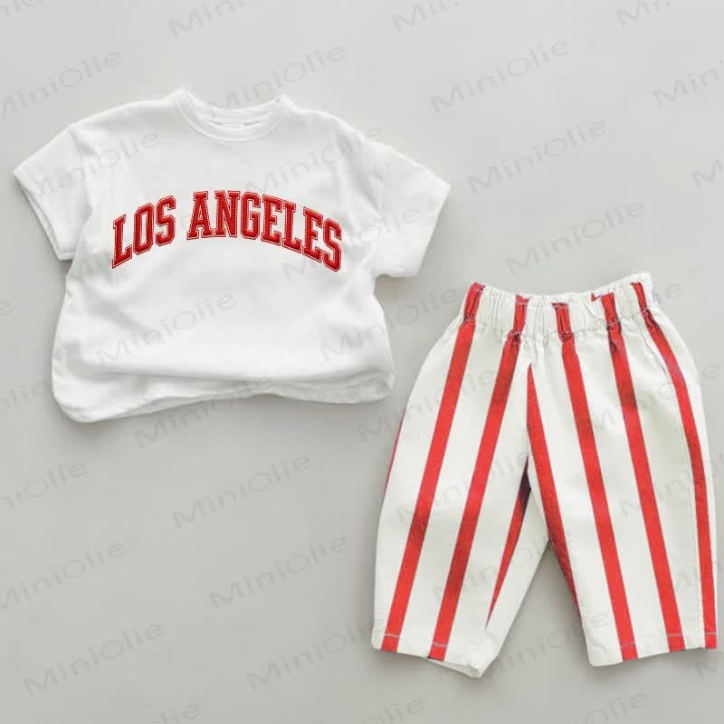 LOS ANGELES Baby Red Striped 2-piece Set - Red&White - 2-3T - image 1
