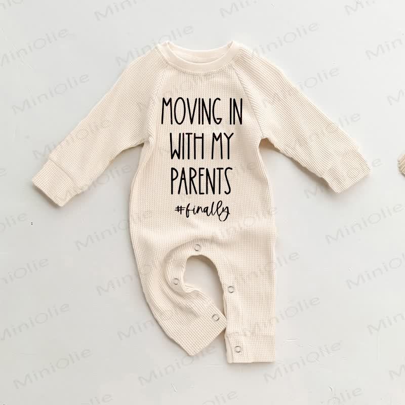 MOVING IN WITH MY PARENTS #FINALLY Baby Waffle Beige Romper - Beige - 18-24M - image 1