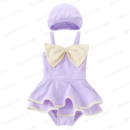 Toddler Girl Bow Swimsuit with Hat - image 4