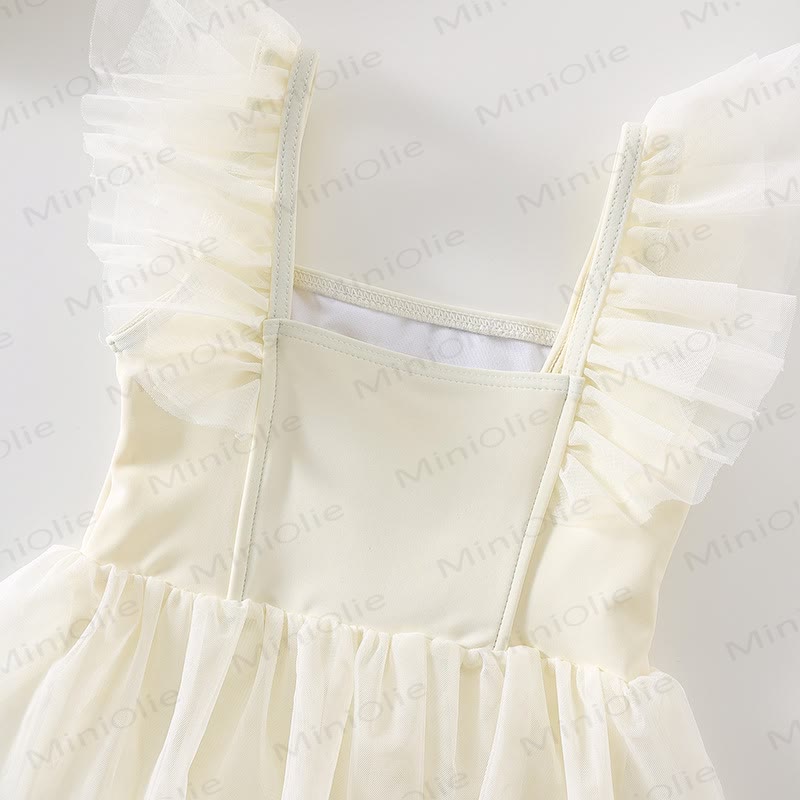 Toddler Girl Tulle Ruffle Swimsuit with Hat - image 2