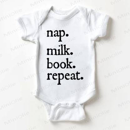 NAP. MILK. BOOK. REPEAT. Baby White Bodysuit - White - 18-24M - image 1
