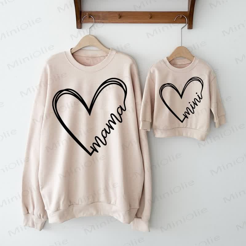 MAMA/MINI Love Heart Baby Beige Family Sweatshirt - Beige - Adult Sweatshirt: XL - image 1