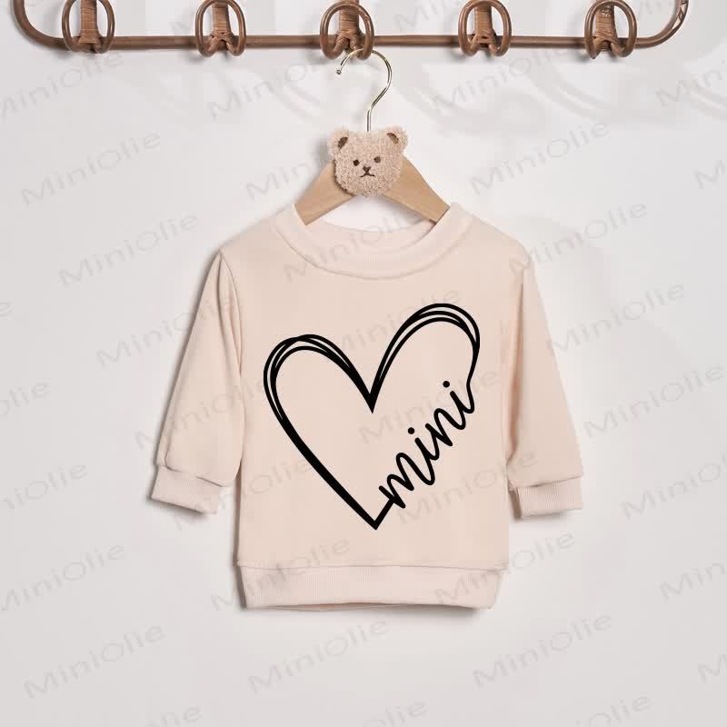 MAMA/MINI Love Heart Baby Beige Family Sweatshirt - image 3