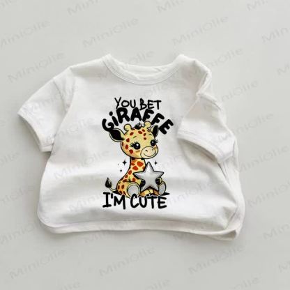 YOU BET GIRAFFE I'M CUTE Baby White T-shirt - White - 18-24M - image 1