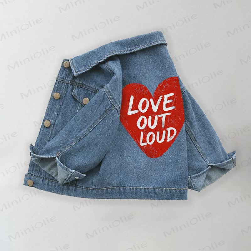 LOVE OUT LOUD Toddler Kid Girls Heart Denim Jacket - Blue - 10-11T - image 1