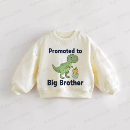 PROMOTED TO BIG BROTHER Baby Toddler Dinosaur Sweatshirt - Cream - 3-5T - image 1