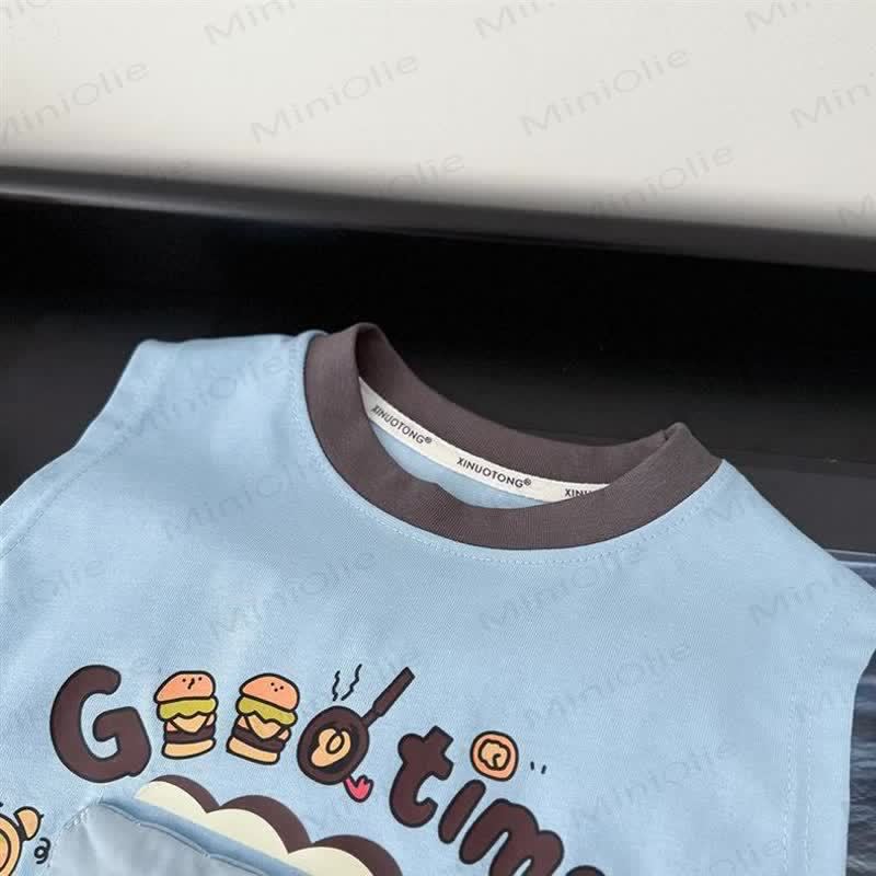 Toddler Sandwich Cookie Printed Tees and Stripe Shorts Set - image 3