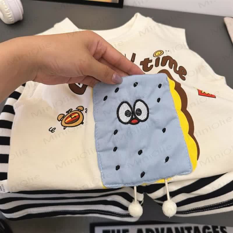 Toddler Sandwich Cookie Printed Tees and Stripe Shorts Set - image 5