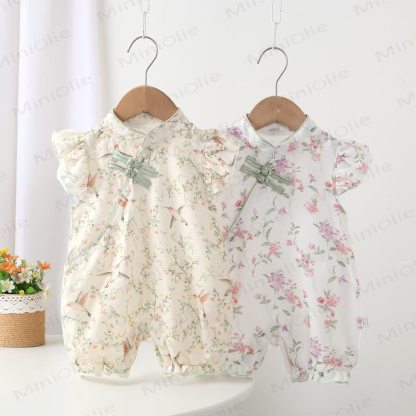 Baby Knot Button Floral Romper - image 3