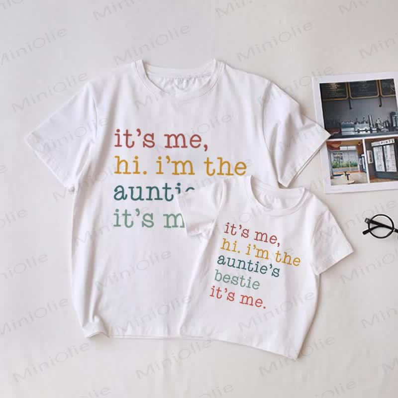IT'S ME, HI. I'M THE AUNTIE/AUNTIE'S BESTIE IT'S ME Baby White Family Matching T-shirt - White - Adult T-Shirt: XL - image 1