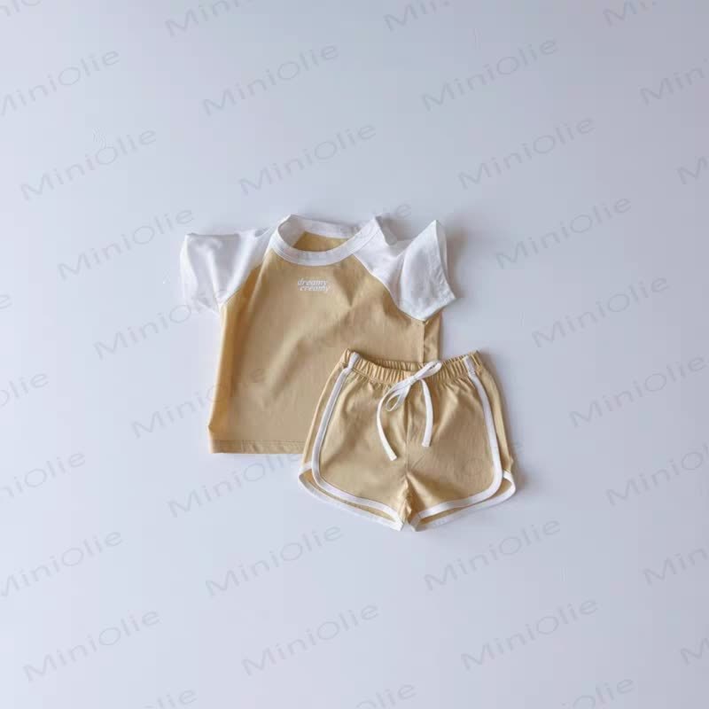 Toddler Letter Print Tee and Shorts Set - Yellow - 4-5T - image 1