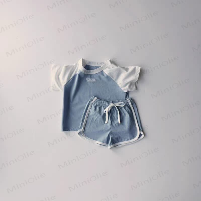 Toddler Letter Print Tee and Shorts Set - Blue - 4-5T - image 3