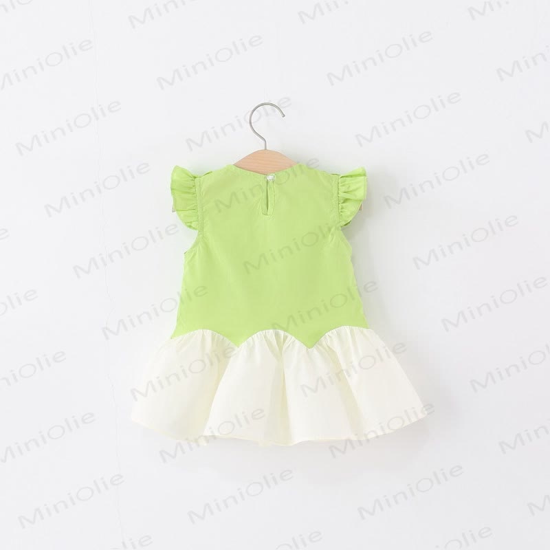 Baby Girl Green Flower Dress with Hat - image 3