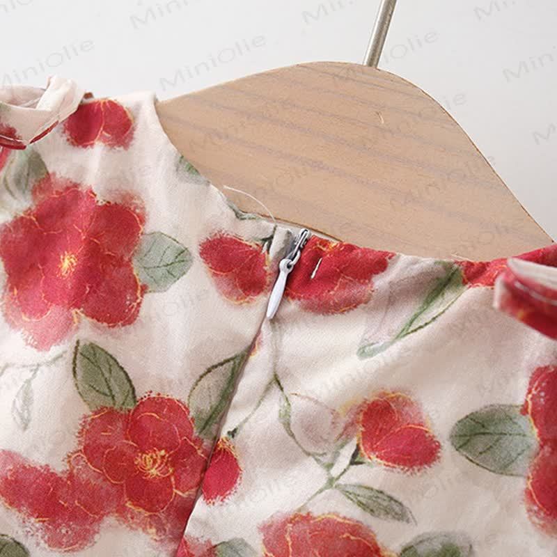 Baby Girl Red Flower Dress with Hat - image 4