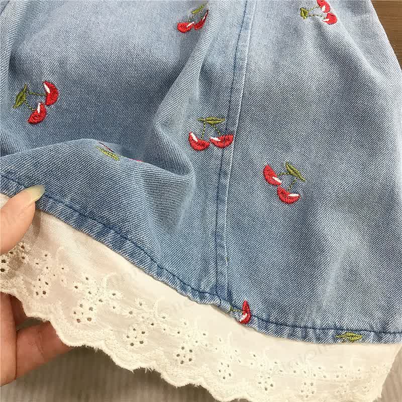 Toddler Girls Cherry Blue Denim Dress - image 5
