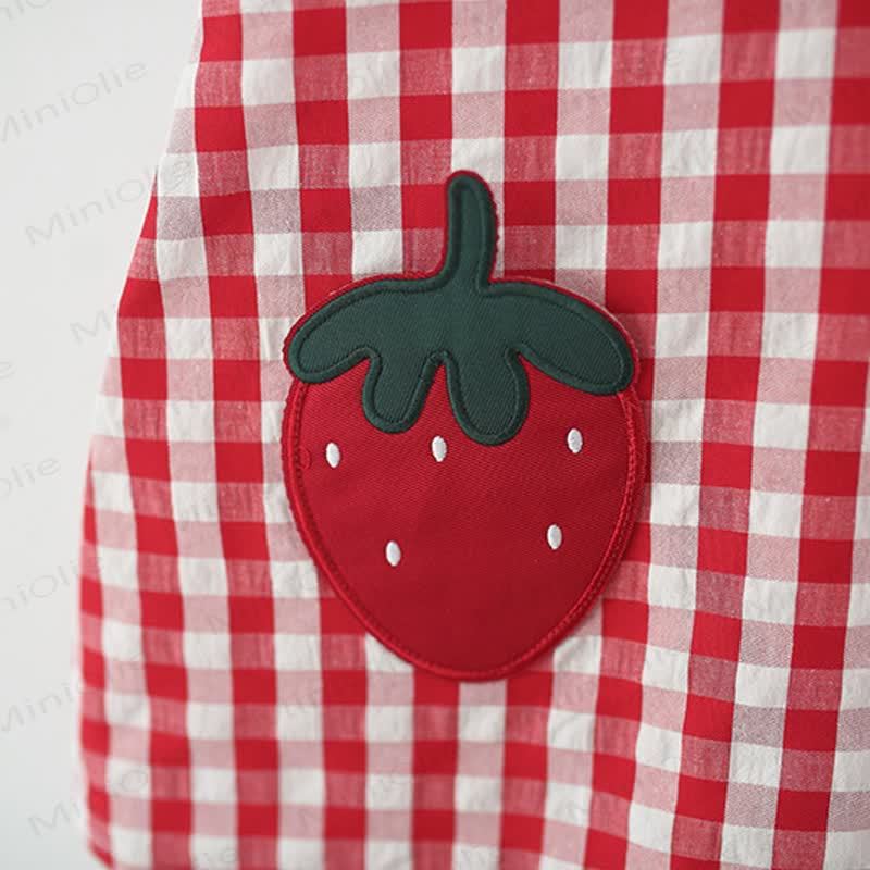 Toddler Girls Strawberry Print Plaid Dress - image 4