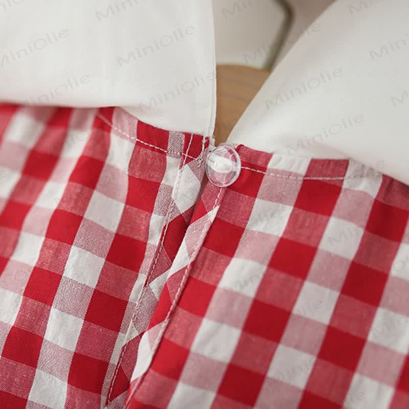 Toddler Girls Strawberry Print Plaid Dress - image 5