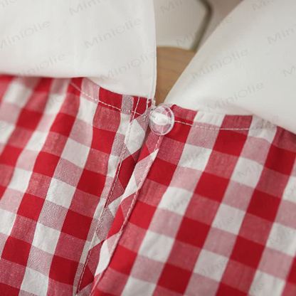 Toddler Girls Strawberry Print Plaid Dress - image 5