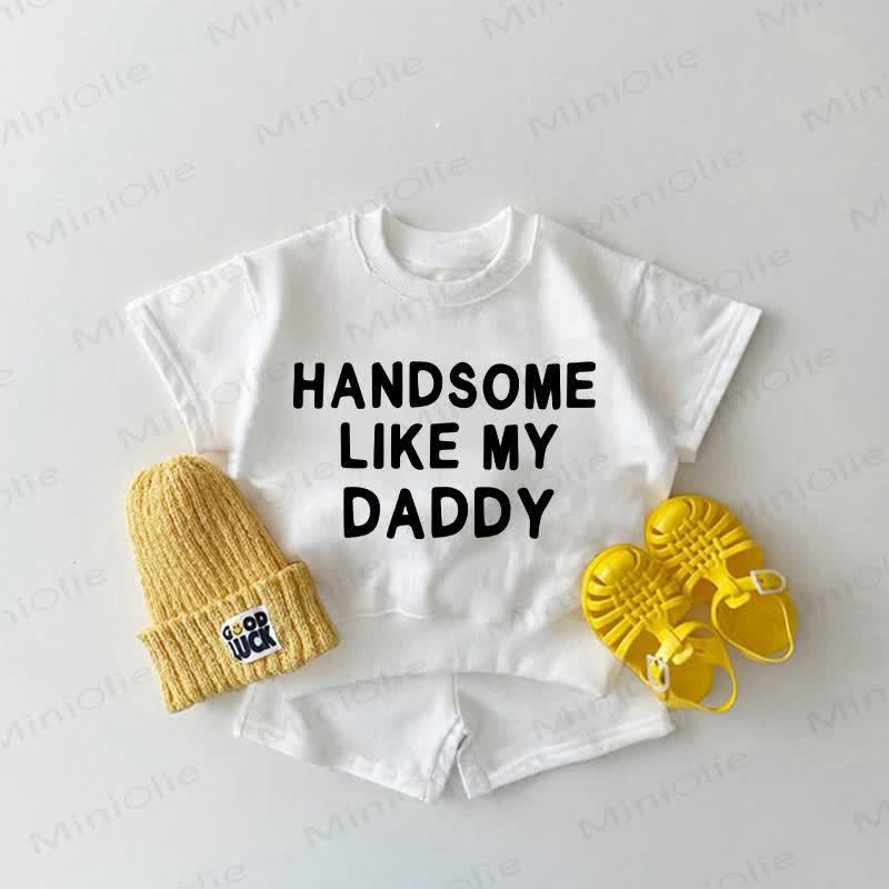 HANDSOME LIKE MY DADDY Baby Slogan 2-piece White Set - White - 2-3T - image 1
