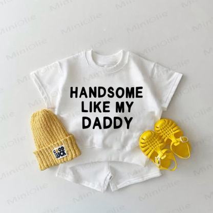 HANDSOME LIKE MY DADDY Baby Slogan 2-piece White Set - White - 2-3T - image 1