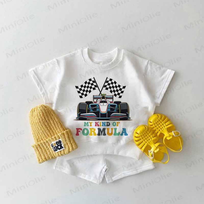 MY KIND OF FORMULA Baby Car Racing Print 2-piece White Set - White - 2-3T - image 1
