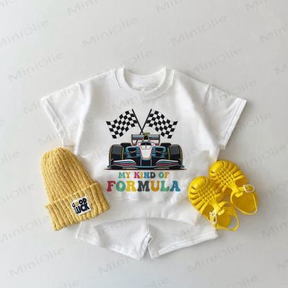 MY KIND OF FORMULA Baby Car Racing Print 2-piece White Set - White - 2-3T - image 1