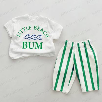 LITTLE BEACH BUM Baby Vertical Striped 2-piece Set - White&Green - 2-3T - image 3