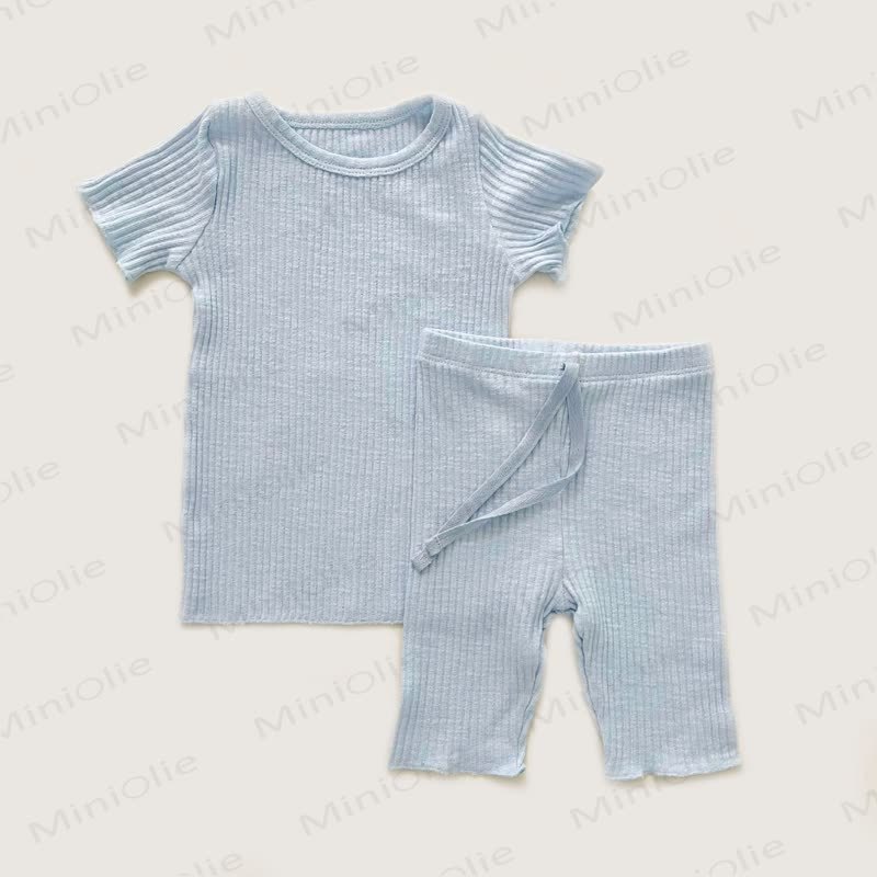 Baby Toddler Solid Color Ribbed Pajama Set - Blue - 4-5T - image 5