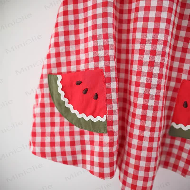 Toddler Girls Watermelon Print Plaid Dress - image 4