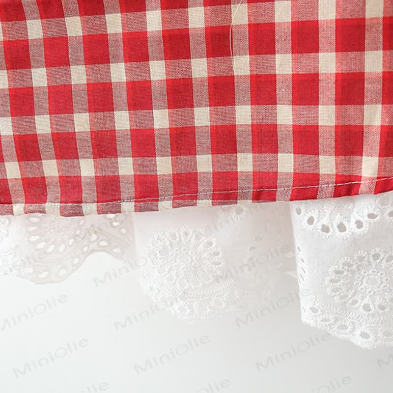 Baby Girl Red Plaid Dress with Hat - image 3