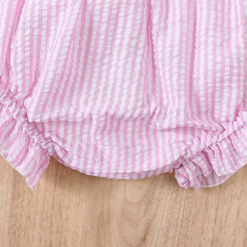 Baby Girls' Pink Striped Bow Vest and Shorts Set - image 5