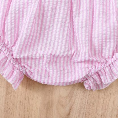 Baby Girls' Pink Striped Bow Vest and Shorts Set - image 5
