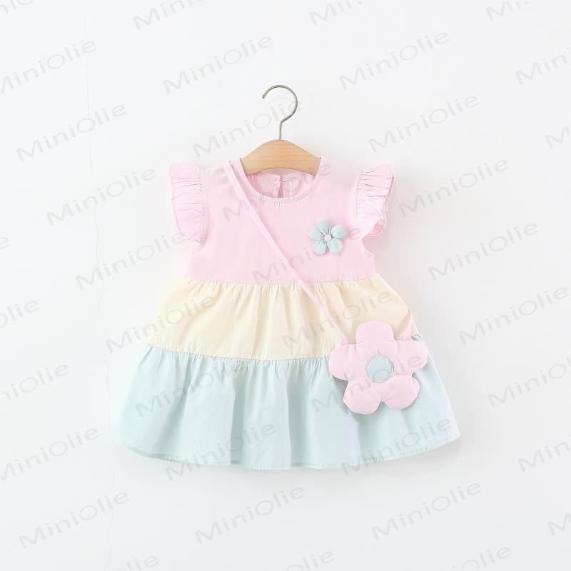 Vestito rosa a fiori con maniche a volant per bambina - Rosa - 4-5T - image 1