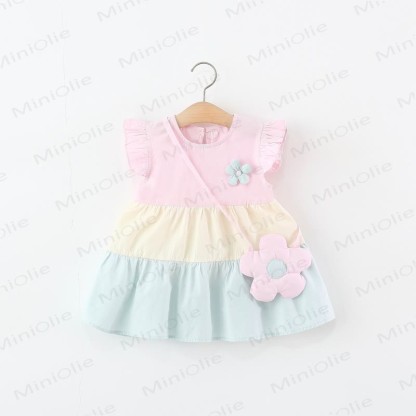 Vestito rosa a fiori con maniche a volant per bambina - Rosa - 4-5T - image 1