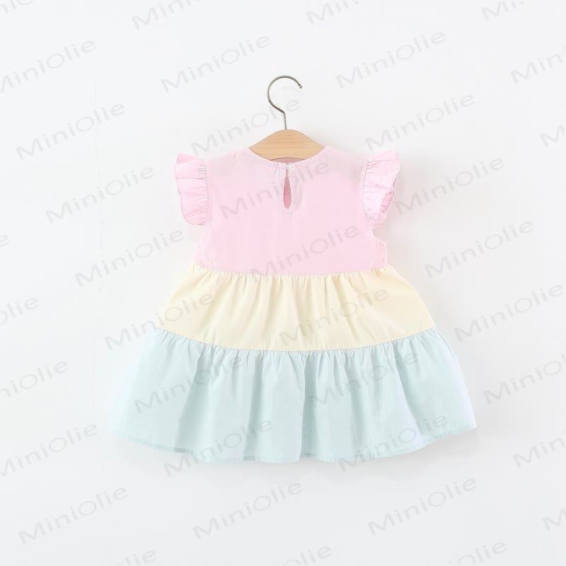 Vestito rosa a fiori con maniche a volant per bambina - image 2