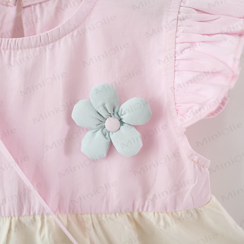 Vestito rosa a fiori con maniche a volant per bambina - image 3