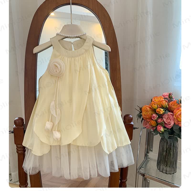 Abito da principessa per bambina in chiffon and tulle a strati con petali - Giallo - 8-9J