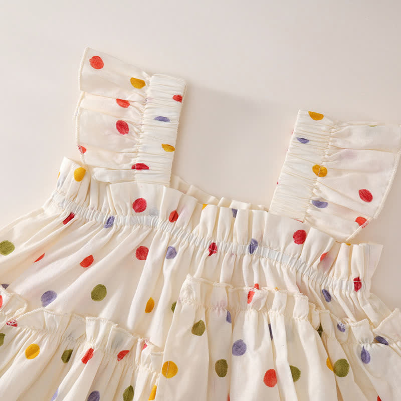 Toddler Girl Beige Polka Dots Top and Pants Set - image 2