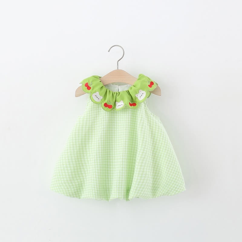Toddler Girl Strawberry Bunny Plaid Dress - Green - 4-5T - image 1