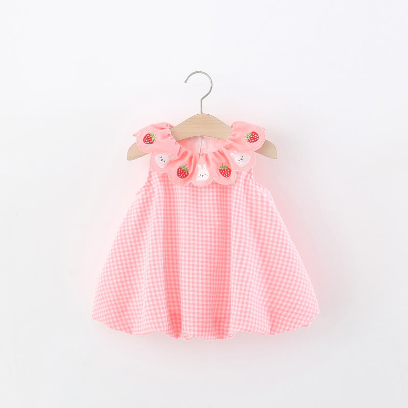 Toddler Girl Strawberry Bunny Plaid Dress - Pink - 4-5T - image 2